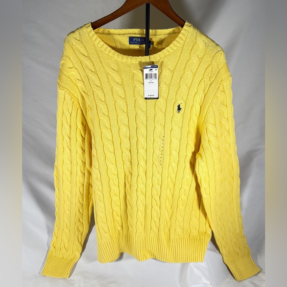 Polo by Ralph Lauren Men's Yellow Cable Knit Sweater